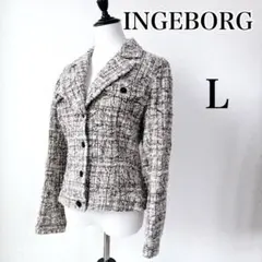 【INGEBORGインゲボルグ】ツイードジャケット　テーラードジャケット　L