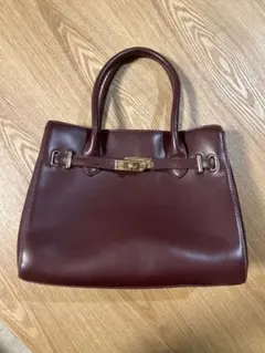 レザー ハンドバッグ ボルドー - メルカリ