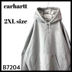 ビッグサイズ カーハート 袖ロゴ アームプリント パーカー グレー 灰色 2XL