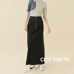 美品⭐︎CITY TOKYO 2ラインジャージナロースカート ブラック