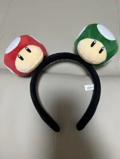 【美品】スーパーマリオ キノコ ヘッドバンド（赤×緑）USJのサムネイル
