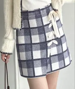 新品タグ付きmily bilet チェックニットミニスカート