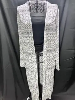 4every ペイズリー柄 幾何学模様 レディース ロングカーディガン