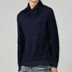 トルネードマート　フェザーヤーン　オフタートルネック　ニット　黒