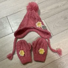 AMPERSAND ピンク 帽子 手袋セット 48-50cm