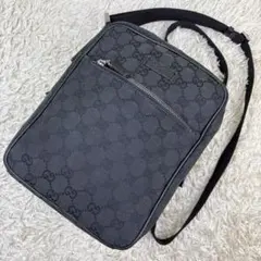 【美品】 GUCCI ショルダーバッグ gg柄 レザー 黒 ポシェット 大人気