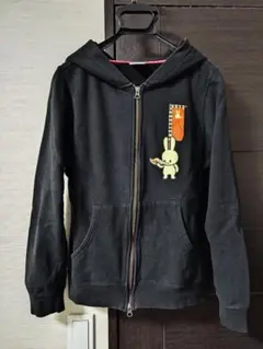 【美品】CUNE キューン ジップアップパーカー ブラック うさぎプリント CUNE - ＊CUNE うさぎ クソジジイ スウェット プルオーバーパーカー XL