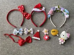 X5015 キッズヘアアクセサリーセット　花飾り付き子供用カチューシャ　11点