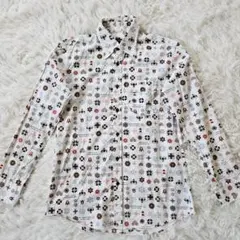 【廃盤レア物 美品】バーバリーブラックレーベル 総柄シャツ サイズ2 M相当