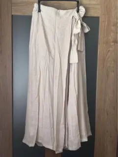 イーブスYEVS ワイドフレアパンツ スカート ベージュ リボン