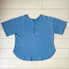美品　ノアール　n'Or ラウンドヘム2way Tシャツ　ヘンリーネック　ブルーのサムネイル