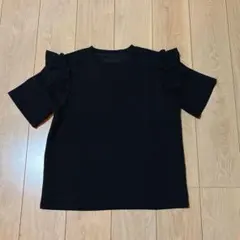 【即決OK】フリル袖 半袖Tシャツ ブラック　AMELYのサムネイル