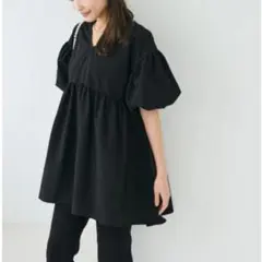 コカ パリフワ ブラウス バルーンスリーブ チュニック ブラック L