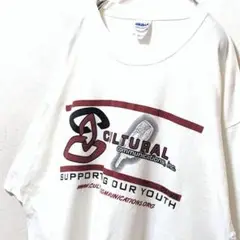 ギルダン カルチュアルコミュニケーション ロゴ Tシャツ ホワイト白XL古着