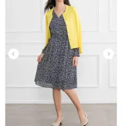 Kay me　ストレッチシフォン　プティネイビー　シフォンワンピース　洗える