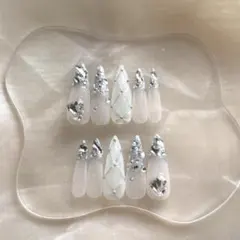 24【現品】 ネイルチップ ギャル ワンホン ガラスフレンチ スナ系 量産