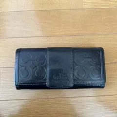 COACH 黒 レザー 長財布 エンボス加工