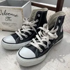 【美品】CONVERSE ハイカットスニーカー　ブラック　22.5