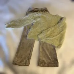 GU 130 ふわふわニット×コーデュロイパンツ セット