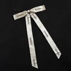 deadstock フランス製 CHANEL 白黒 リボン ブローチ シャネル