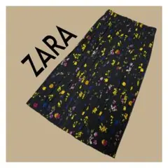 【美品】ZARA（ザラ）フラワー柄 プリーツロングスカート
