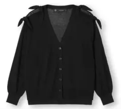 GU×UNDERCOVER　(L)　肩リボン シアーニットカーディガン　ブラック