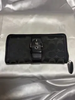 COACH ブラック 長財布 シグネチャー　レディース&メンズ