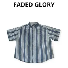 《超ビッグサイズ》90s FADED GLORY 半袖ストライプシャツ　3XLのサムネイル