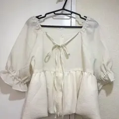 ハニーズ　Honeys ホワイト ペプラムトップス 五部袖 COLZA レース