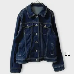 ストレッチデニムジャケット ダークネイビー系 LL