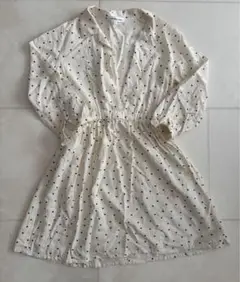 【美品】GLOBAL WORK ドット柄 七分袖ワンピース L