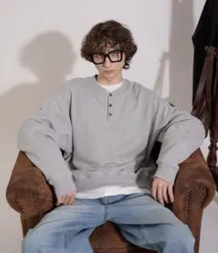 Regen Glanz ヘンリーネックスウェット グレー Mサイズ