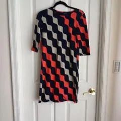 marimekko 波模様 七分袖ワンピース XS