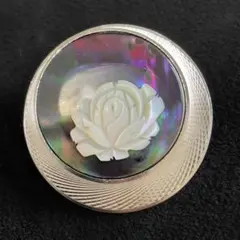 【8】 薔薇のブローチ　夜光貝　レトロ　ヴィンテージ