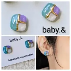 ハンドメイド レジンピアス イヤリング 小ぶり ミント レジン【№022】