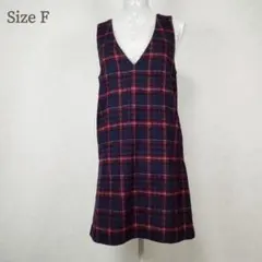 チャオパニック チェック柄 Vネック ワンピース チュニック 美品 F