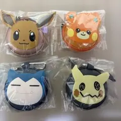 ポケモン カラビナ付き ラウンド小物ポーチ イーブイ カビゴン ミミッキュ パモ