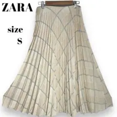 ZARA ザラ　プリーツロングスカート　チェック柄　フレアスカート