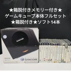 ★箱説付内蔵電池新品★ゲームキューブブラック本体フルセット＆箱説付きソフト14本