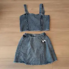 デニムトップスとスカートセット 70/38
