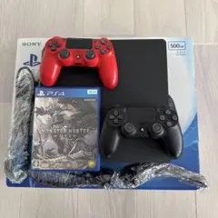 PS4本体 500GB 赤黒コントローラー 2本ゲーム付き