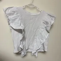 ZARA ノースリーブ フリル トップス ホワイト 9-10SIZEのサムネイル