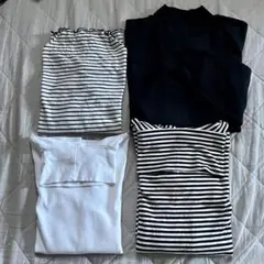 長袖トップス4点セット ストライプ・無地　S
