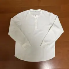 UNIQLO ヘンリーネック長袖シャツ S ホワイト
