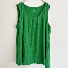 グリーンタンクトップ 16 ノースリーブ 原色 チュニック ゆったり トップス