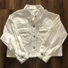 ジーユー春ホワイトデニムジャケットショート丈L