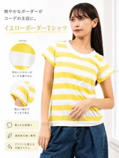 新品タグ付 LAITERIE ボーダーTシャツ イエロー M フレンチスリーブのサムネイル