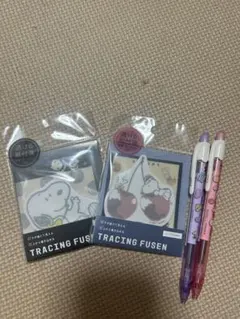 スヌーピートレーシングフセン2パックとシャープペンシル2本セット