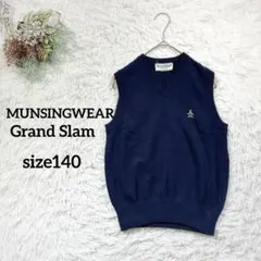 マンシングウェアグランドスラム ニットベスト ネイビー ワンポイント 訳あり