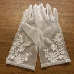ホワイトシフォン　ウェディンググローブ